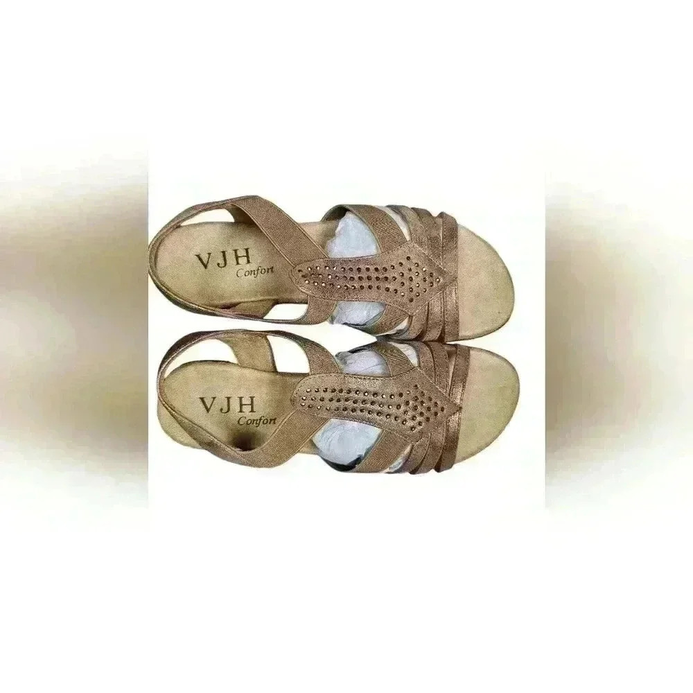 VJH Confort Rhinestone Bronze Sandals Size 6